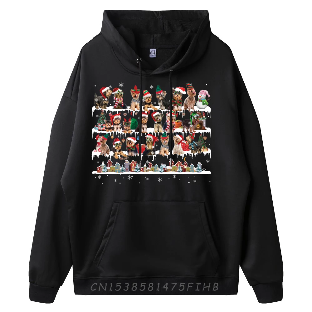 Yorkie Christmas Snow Layers Santa Dog Grey Hoodie Graphic Tee High Quality Mardi Gras Christmas Sweater