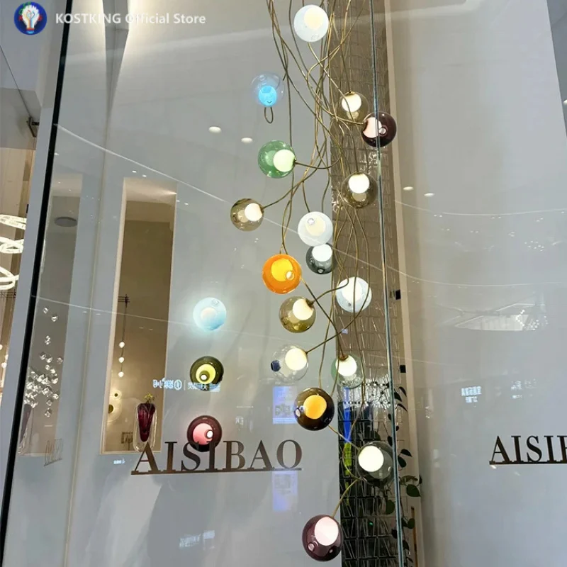 Customized postmodern style office, living room, exhibition hall, luxurious modern water droplet LED pendant light