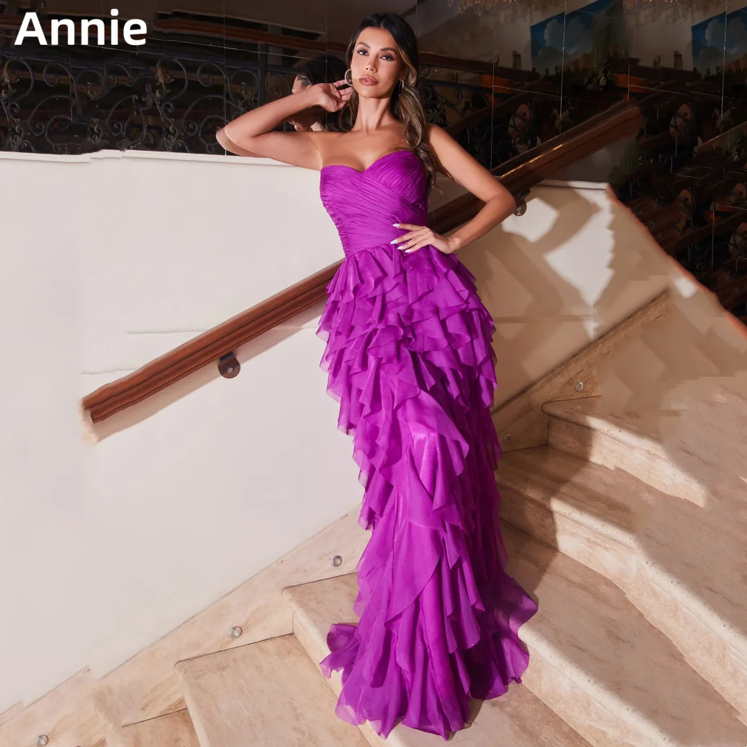 Annie Ballkleider Organza Rüschen für Frauen Abendkleider Hochzeit formelle Anlässe Kleider Vestidos de Noche angepasst