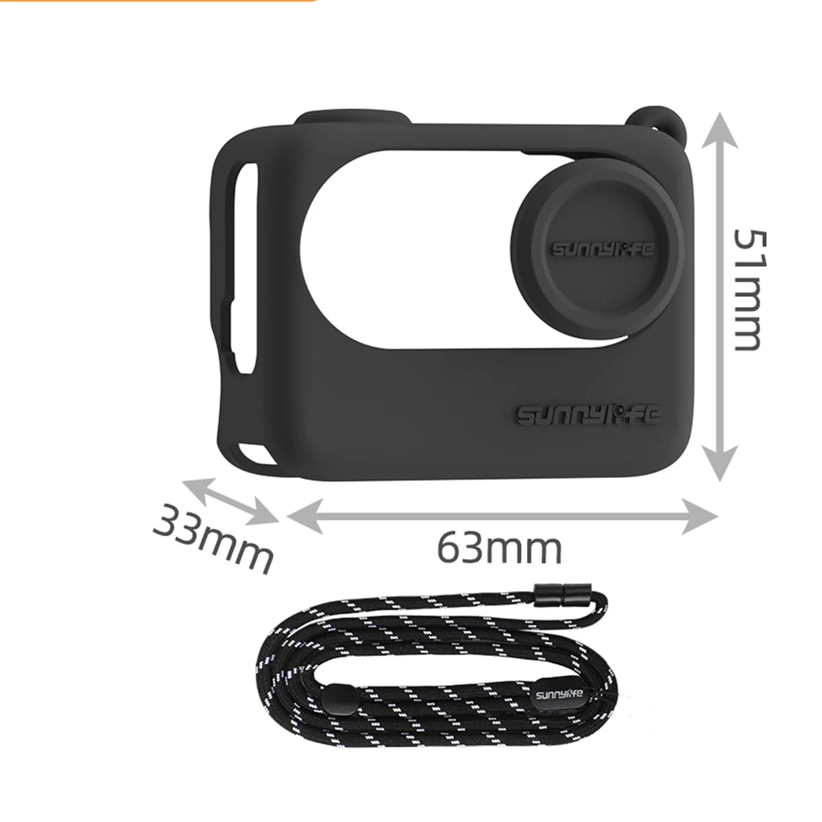 Camera Case for Shadowstone GO 3S Silicone Case Thumb Camera Lens Cover Protective Case with Lanyard Black