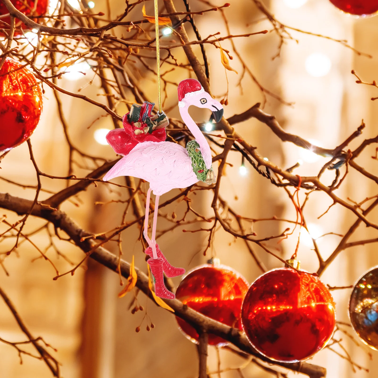 

Christmas Pendant Resin Hanging Ornament For Tree Decor Tropical Holiday Decoration Flamingo Christmas Ornaments Xmas Tree