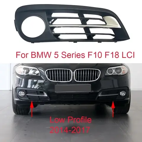 자동차 왼쪽 오른쪽 범퍼 안개등 램프 크롬 그릴, BMW 5 시리즈 F10 F18 LCI 2014 2015 2016 2017 51117331729 51117331730