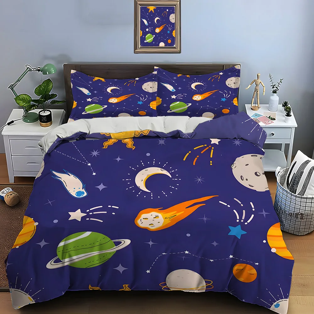 

Cosmic celestial pattern design Bedding Set for Kids Luxury Gift 3pcs Digital Print Comforter Set Soft Comfortable Breathable