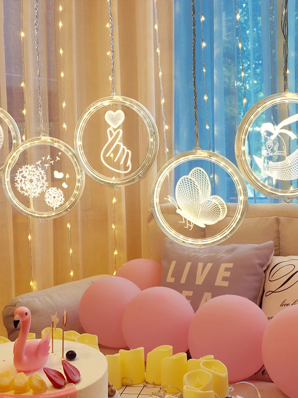 

Романтические светодиодные гирлянды-подвески для декора: оформление для предложения руки и сердца, декорации для сцены, украшение окон и стен