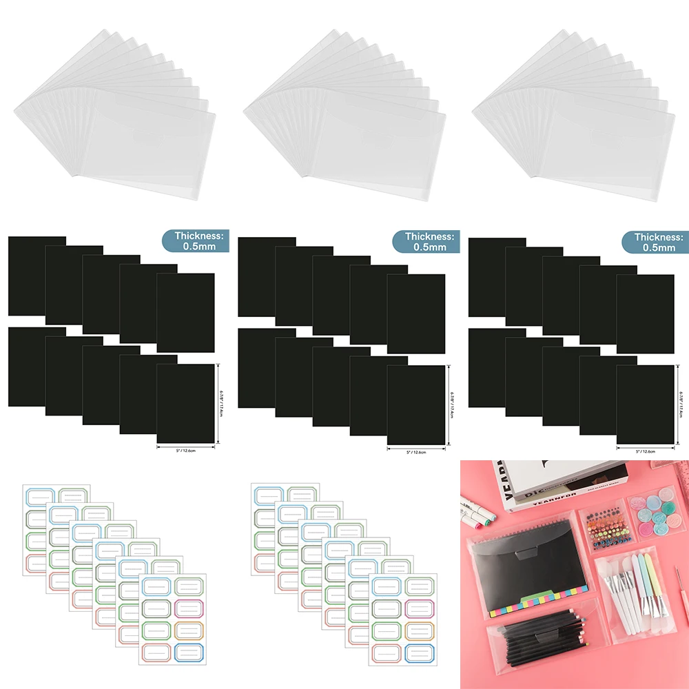 

Предложения в комплекте, пластиковые конверты для хранения, толщина 0,5 мм, магнитный лист, этикетки, наклейки для рукоделия, высечка, организация хранения