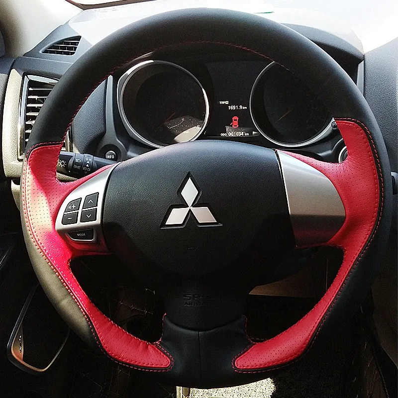 DIY Customized Hand Sewing Braid Steering Wheel Cover for Mitsubishi ASX RVR Lancer Outlander Genuine Leather Car Accessories