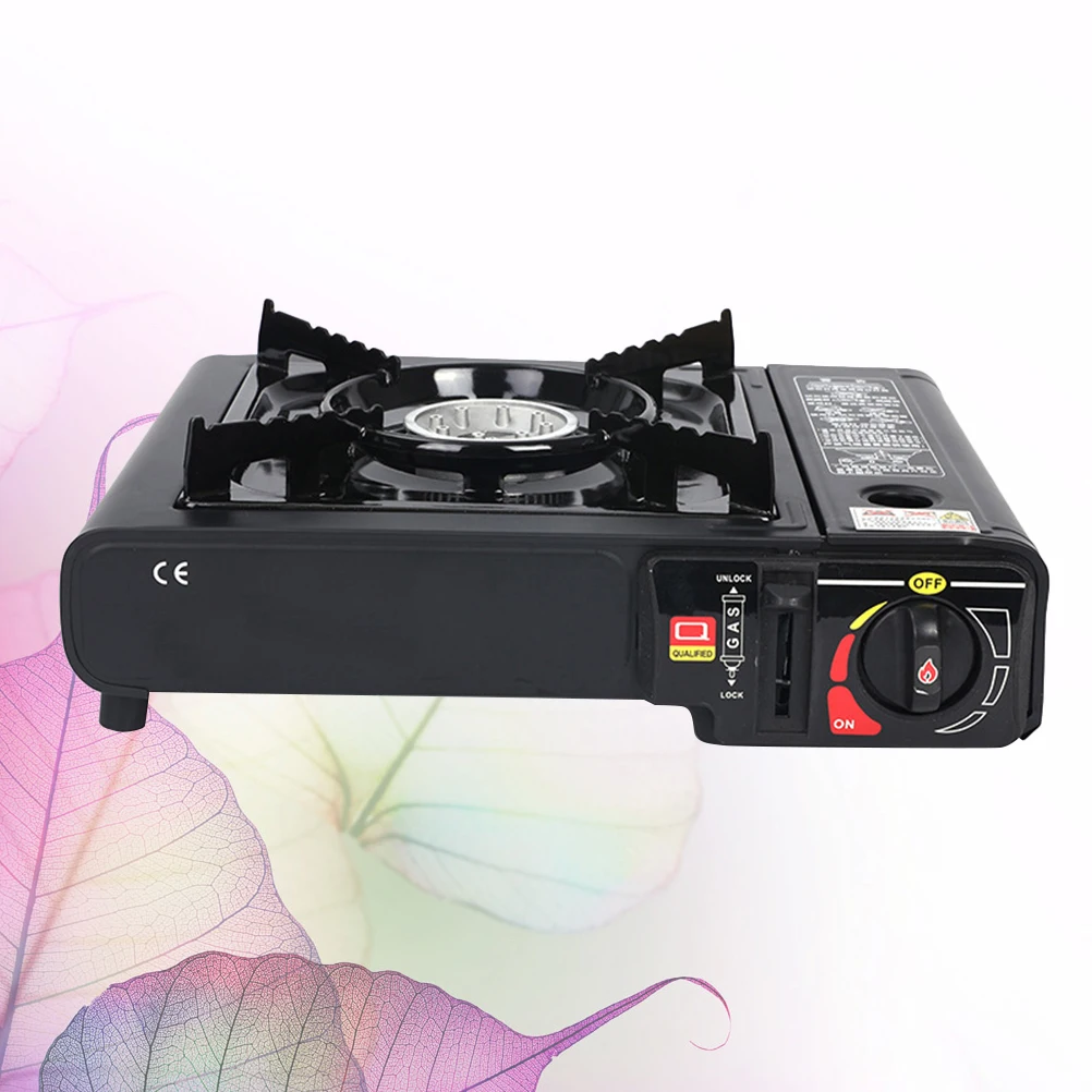 

1Pc Outdoor Thickening Stainless Steel Portable Split Gas Stove For Camping Barbecue Double Use For Gas Tank(Black)