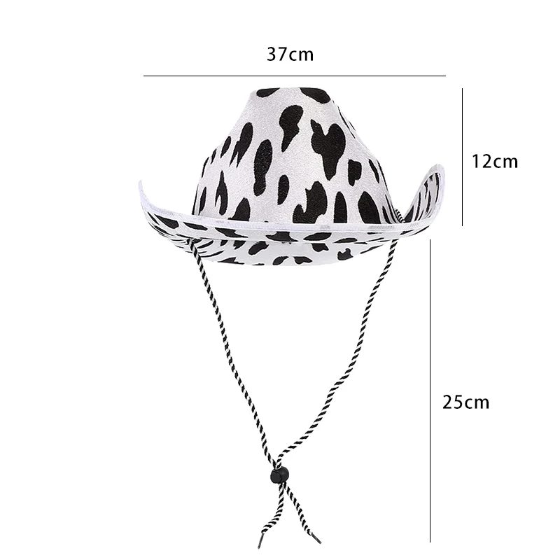 Cowboy Hat Cow Print Cowboy Hat Performance Hat Party Celebration Hat for Cosplay Costume Christmas Party, White Black