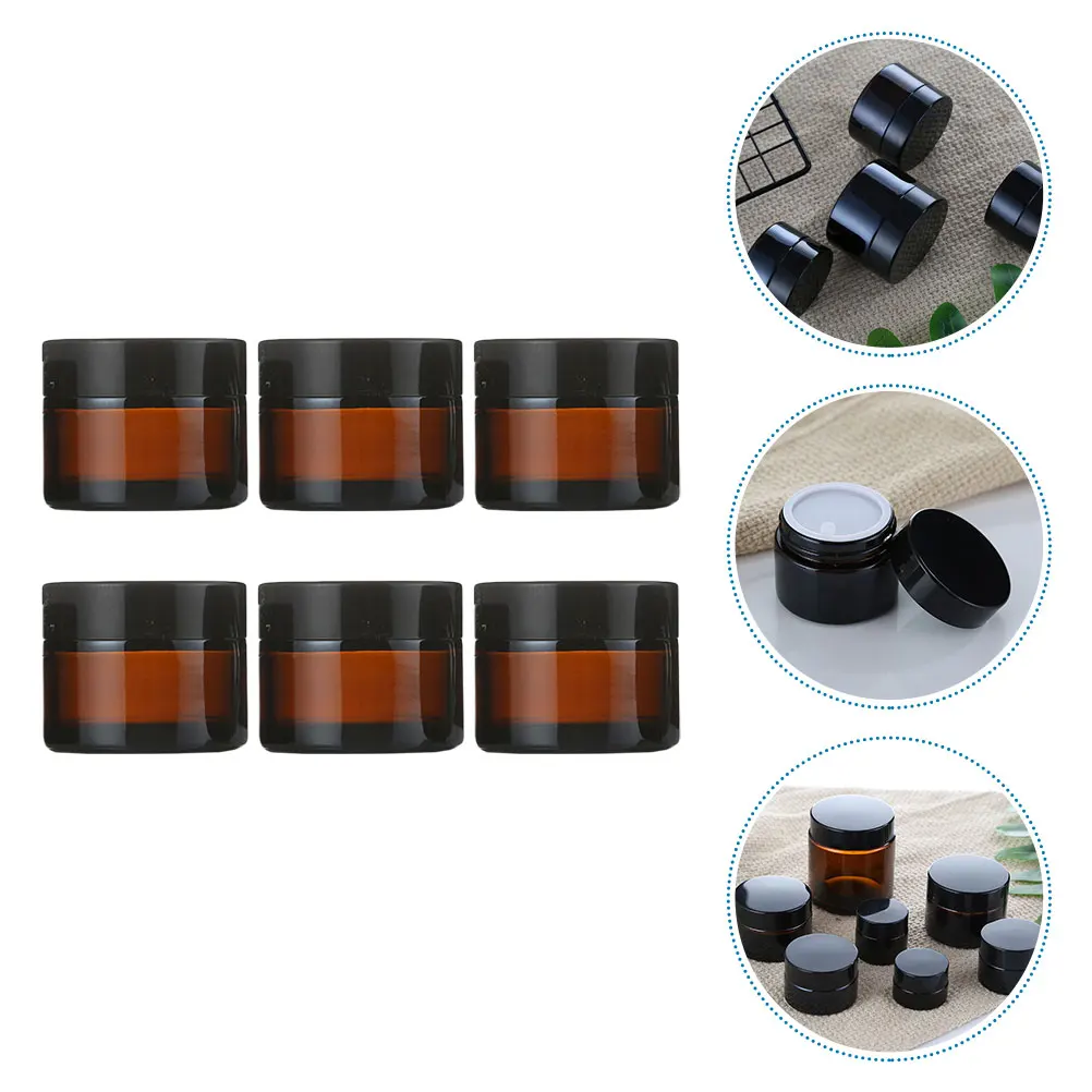 6 Sets Gesichtscreme-Flaschen aus Glas, leer, nachfüllbar, Reisebehälter, tragbare Unterverpackungsflaschen für die Aufbewahrung von Kosmetika