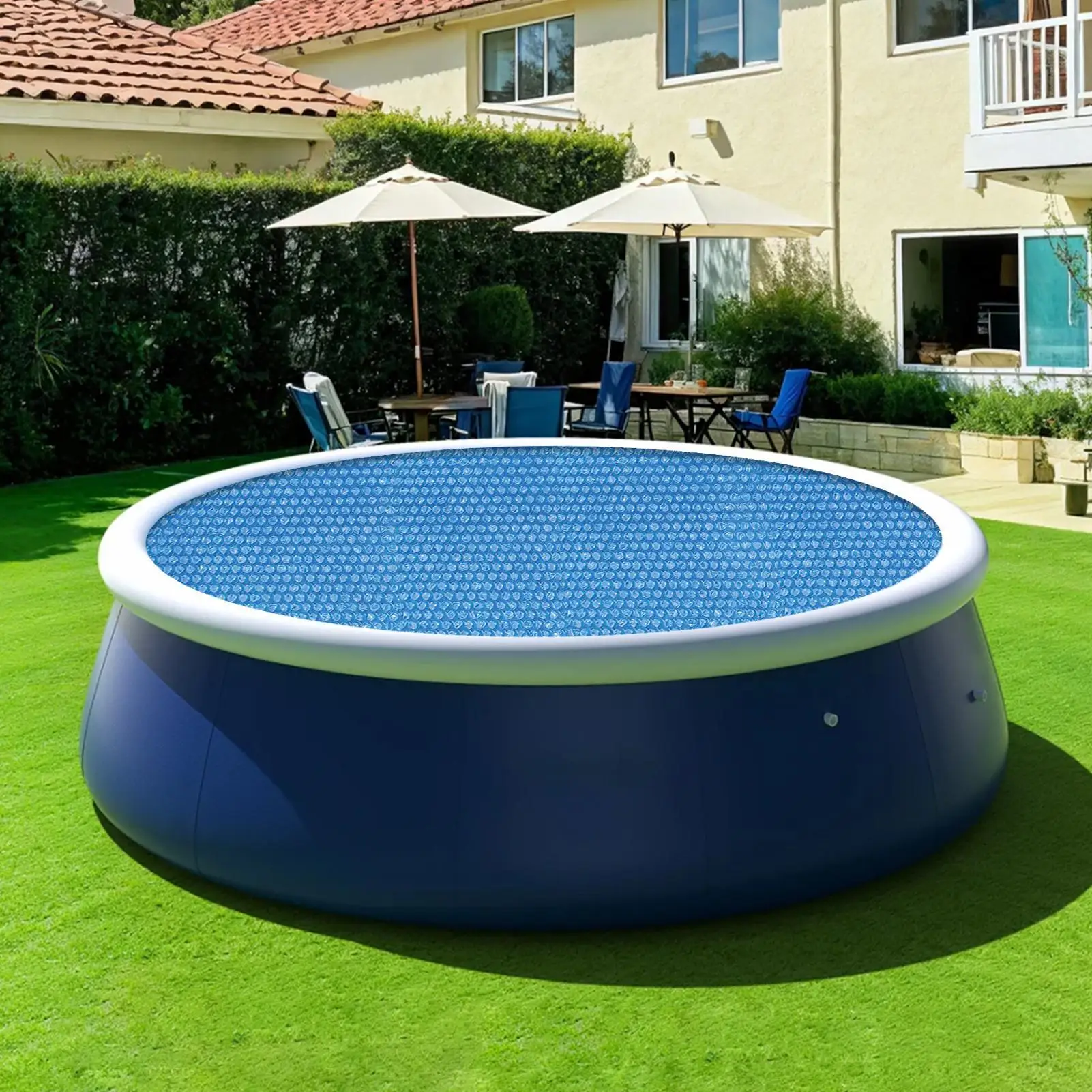 Round Pool Cover Round Tub Bubble Blocking Outdoor Pool Cover Pool Bubble Cover for Deck Home Backyard Garden Spa Camping Tub
