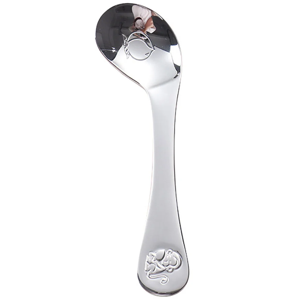 

Children Feeding Spoon Baby Training Stainless Steel Utensils Toddler Feeding Spoon Cute Animal Pattern Lightweight