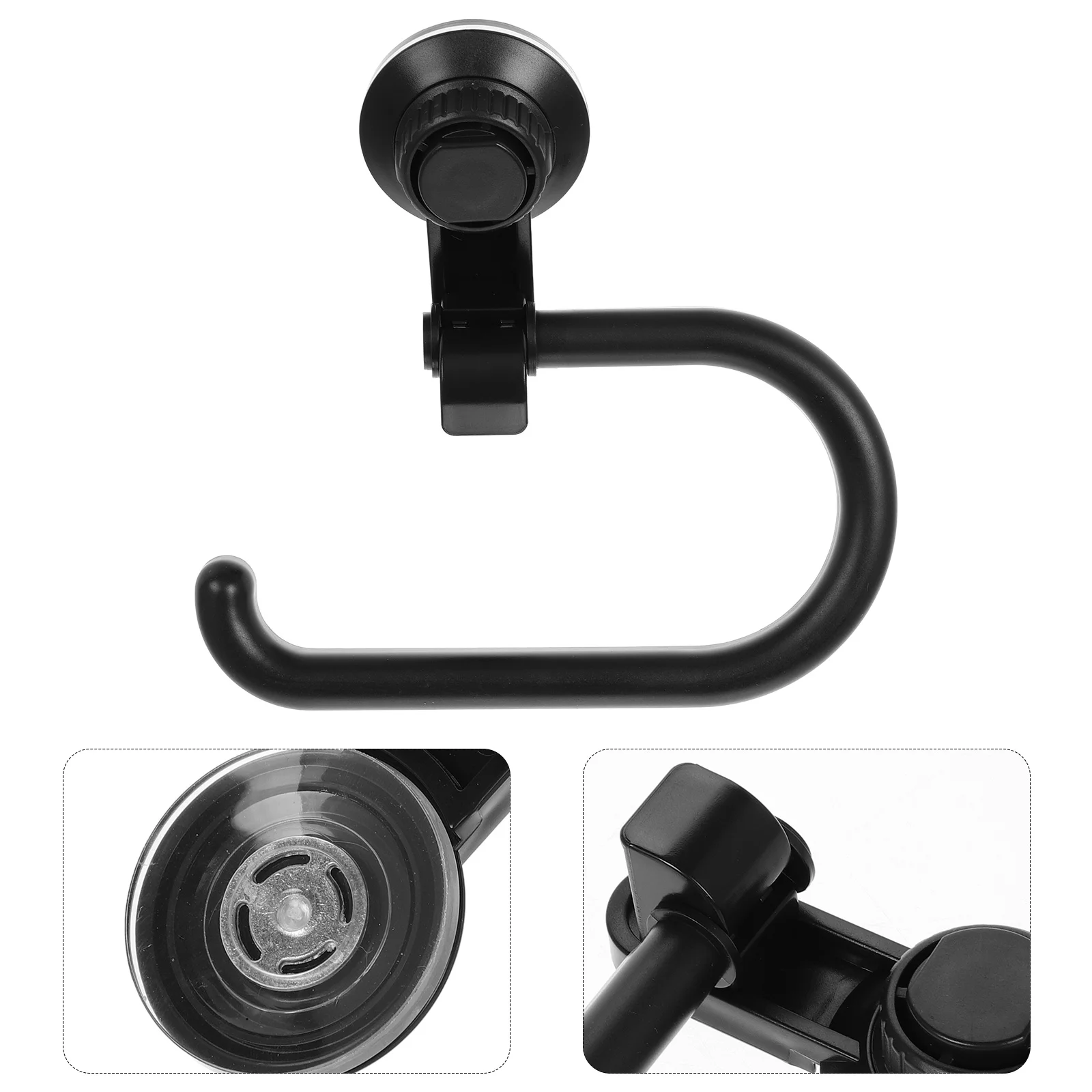 

Toilet Suction Cup Paper Towel Holder Hooks Universal Bathroom Tissue Stand Glossy Black