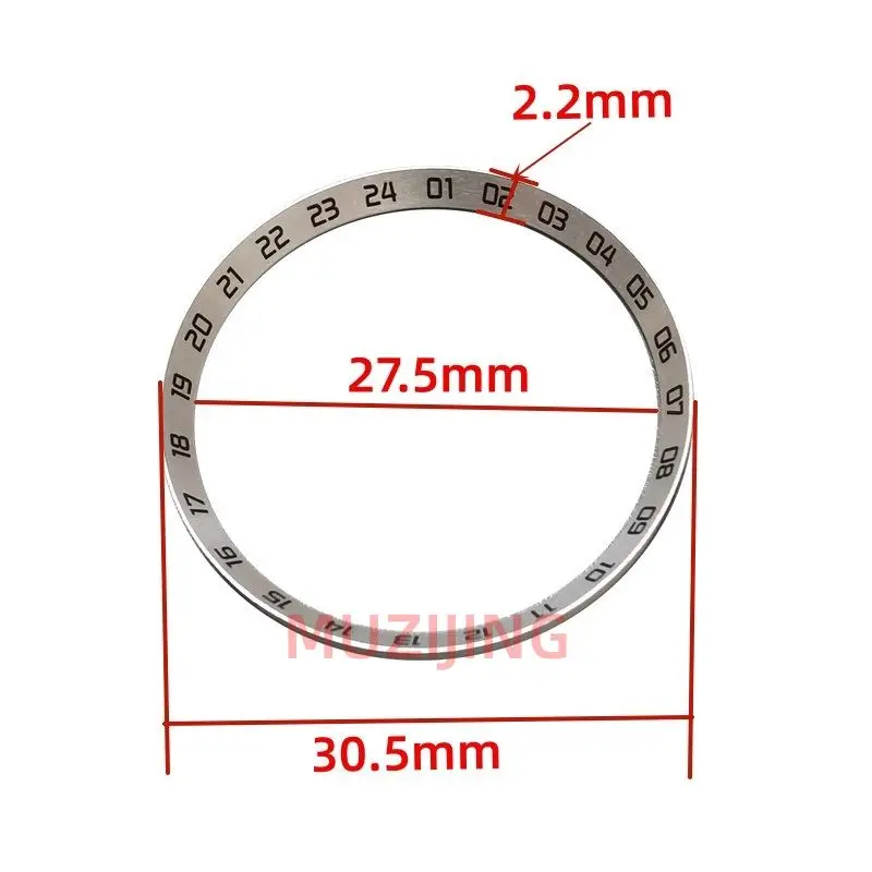 24H SKX007 30.5mm Copper Watch Parts Silver Red Green Blue Black Chapter Ring Fit For SKX007 SKX6105 NH35 NH36