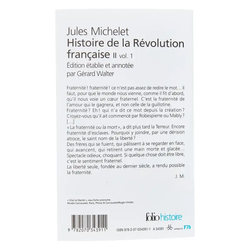 تاريخ الثورة الفرنسية المجلد 2 المجلد 1 جولس ميشليت جاليمارد 9782070343911 كتاب #2