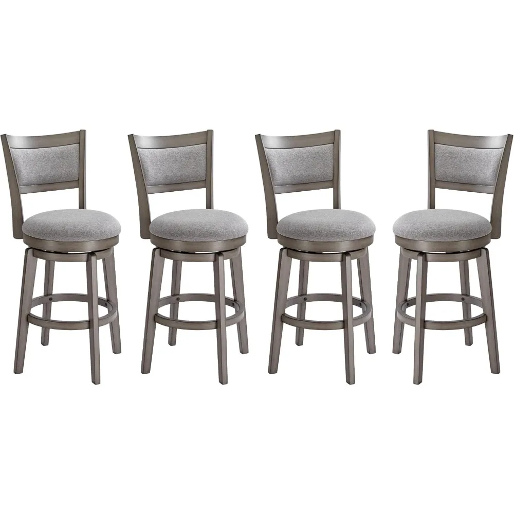 

Swivel Bar Stools Set of 4, 26 Inch Counter Height Barstools, High Back Bar Stool with Solid Wood Legs & Wrap-Around Footrest,