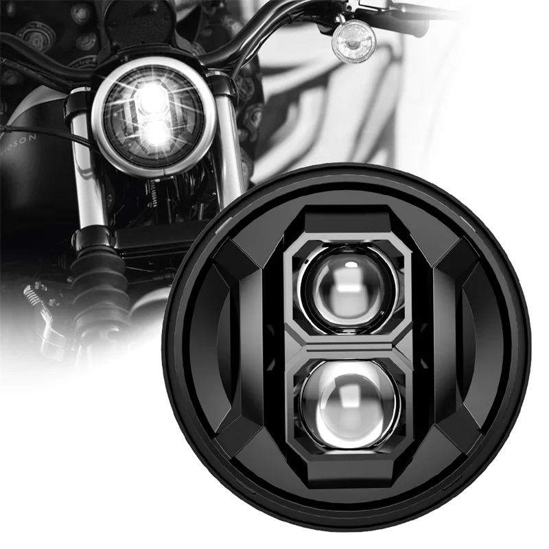 Motorcycle 7Inch LED Headlight Hi Lo Beam Headlamp E9 for Harley Touring Electra Glide For 1999-2006 Night Train BMW Yamha Honda