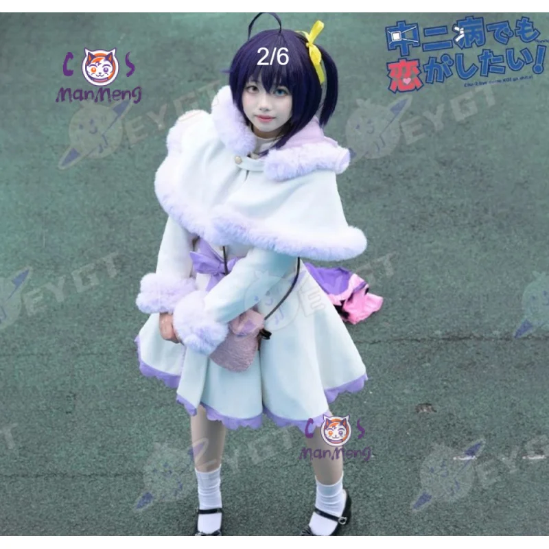 تاكاناشي ريكا أنيمي الحب Chunibyo الأوهام الأخرى تأثيري حلي معطف الشتاء الدافئ الحلو الفتيات هالوين كرنفال موحدة جديدة