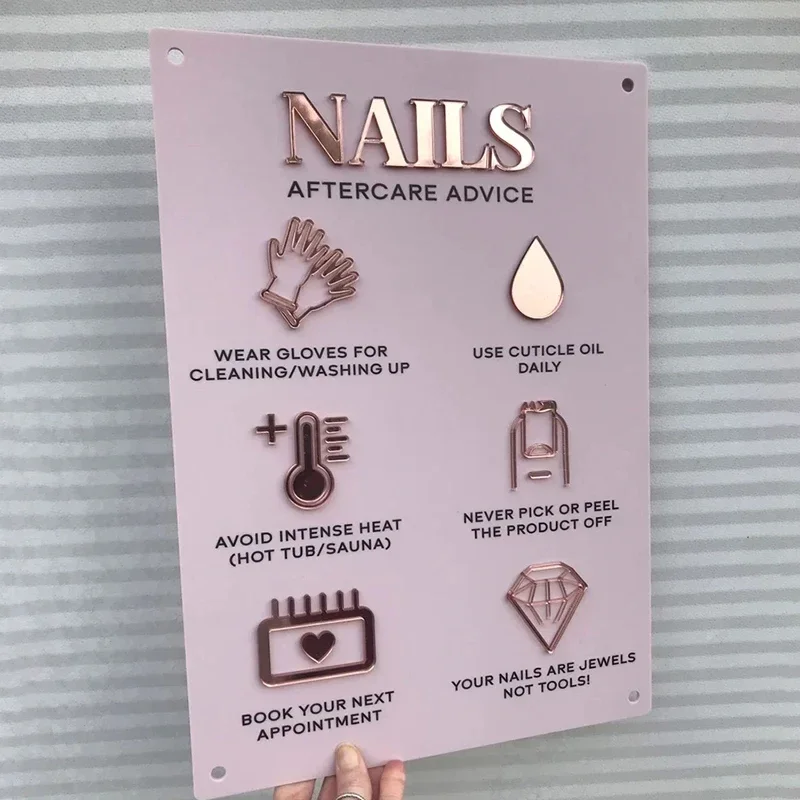 

Nail Aftercare Advice Acrylic A3 3D Perspex Wall Sign Beauty Salon Acrylic Business Signage Salon Decor
