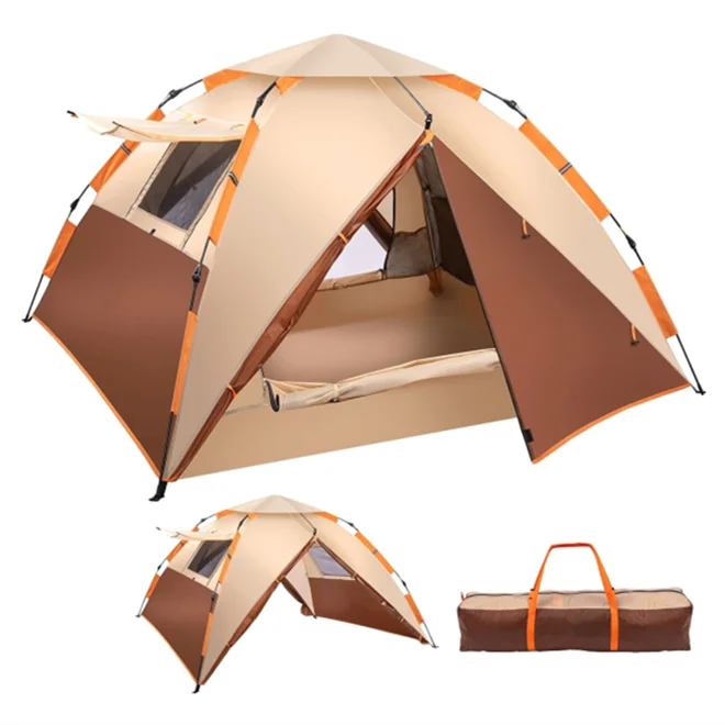 

Custom Pop Up Double Layers Fully Automatic 4 Person Family Outdoor Camping Tent