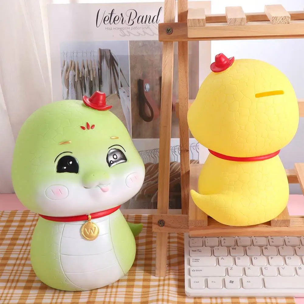 Tirelire serpent Zodiacs de grande capacité, gain d'argent, pot d'argent serpent, boîte de rangement Portable pour pièces de monnaie serpent de dessin animé