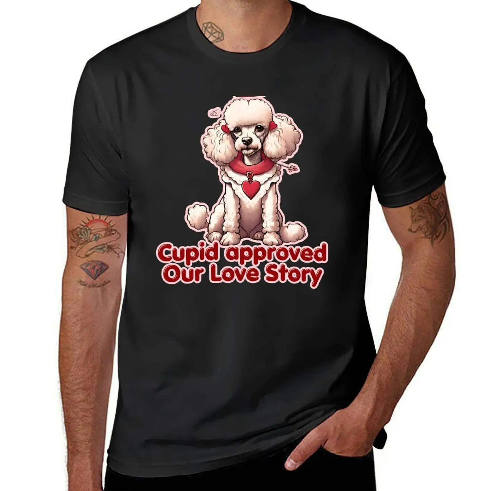 Valentine Cupid Poodle Dog - Cupid approved our love story. Happy Valentines Day T-Shirt graphics for a boy sweat shirts, men