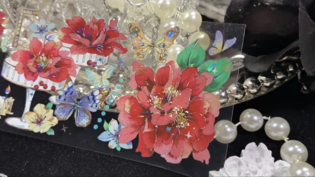 

Красная камелия с цветочным рисунком васи для домашних животных, рулонная лента в виде ракушки, фоновое цветочное украшение