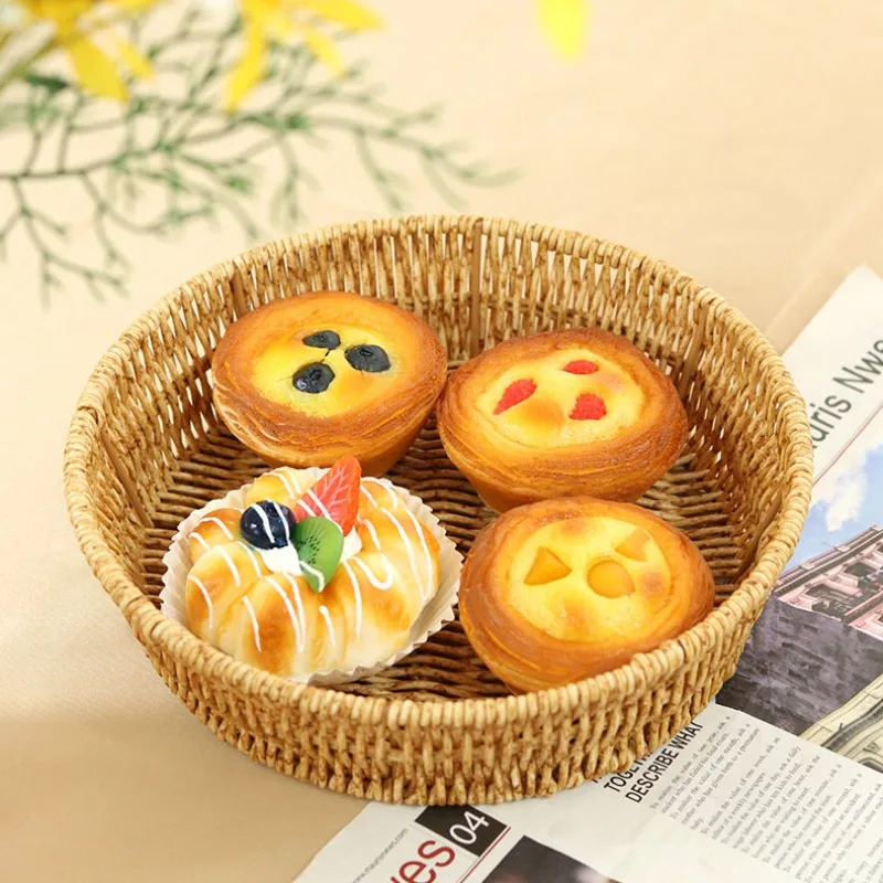 

Rattan Like Hand Woven Fruit Snack Dim Sum Storage Basket on The Living Room Table Rattan Woven Basket