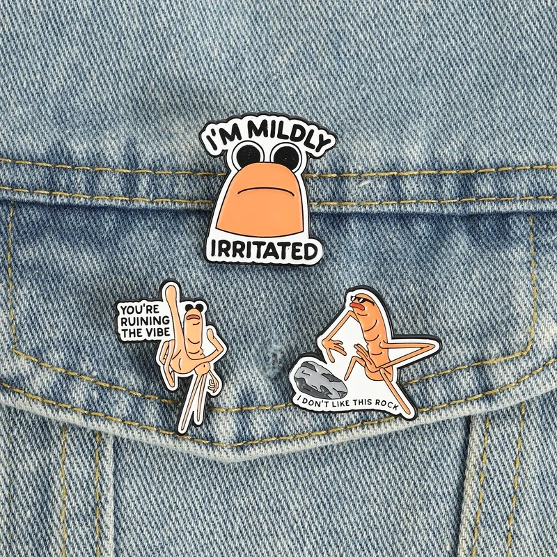 Marcus the Worm Meme Enamel Pins Funny Frog Quotes Brooches Lapel Badge You're Ruining The Vibe Jewelry Gift For Friends