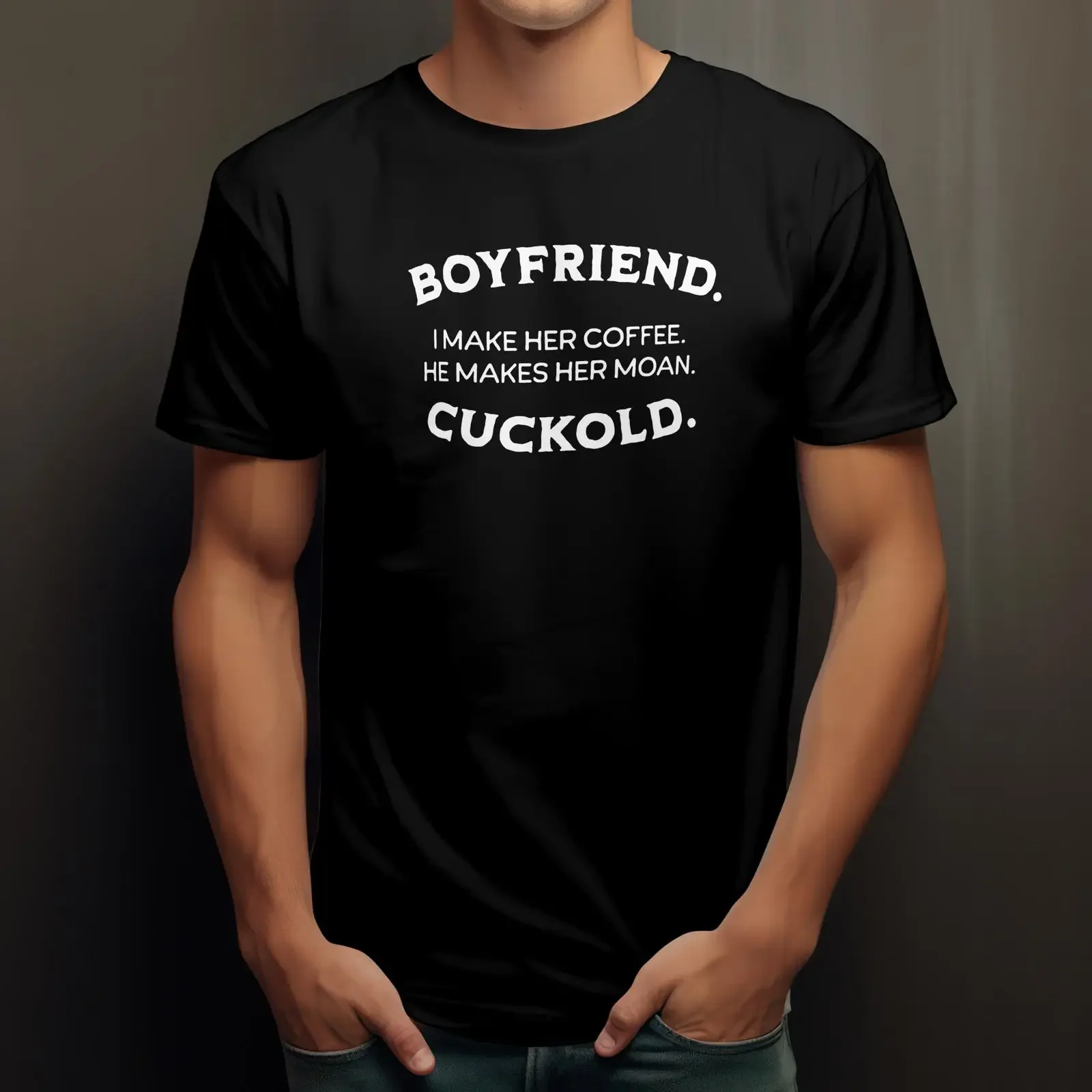 Cuckold Boyfriend T Shirt Funny Adult Humor Coffee and Moans Naughty  vintage Washed Unisex streetwear Soft Slightly