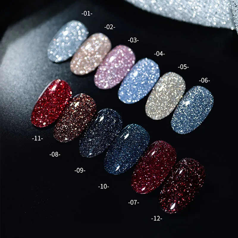 10ml Reflective Glitter Gel Nail Polish Soak Off Polish Gel Disco Gel Varnish Semi-Permanent Nail Art For Salon Nails Supplies