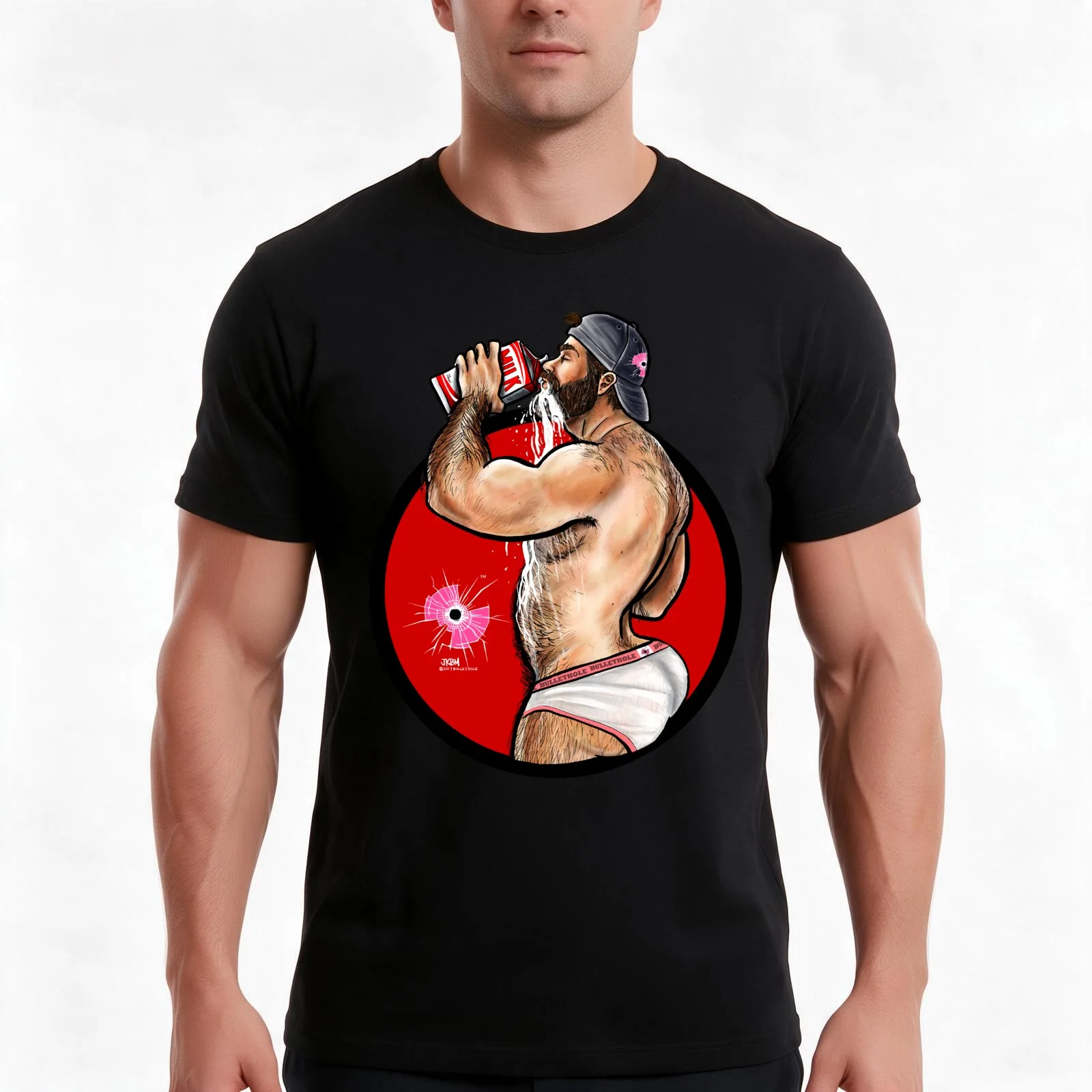 Bullethole Thirsty: Milk does a booty good - Undies T-Shirt Summer Casual Cotton Tee Oversized Streetwear Tops 100% Cotton