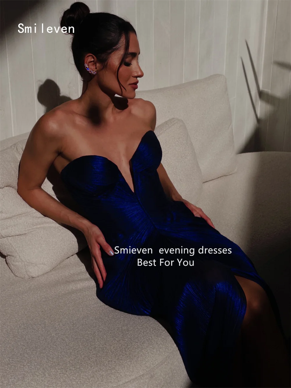 Smileven Luxury Sweetheart Mermaid Evening Dress Shining Elegant Formal Prom Dresses Pleat Side Silt Party Gowns Customized 2026