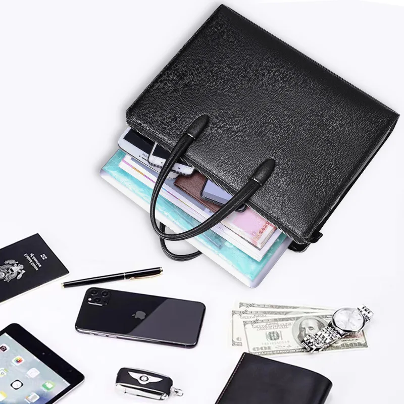 New Shoulder Bag Fingerprint Lock Men Handbag Genuine Leather Business Laptop Men Bags anti-theft Large Capacity Men Travel Bags