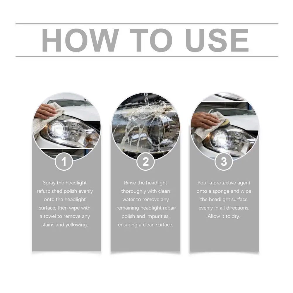 Car Headlight Clean Kit With Cleaning Accessories Clear Surface Care Fluid Removes Yellowing Restores Clarity Car Accessories view 5