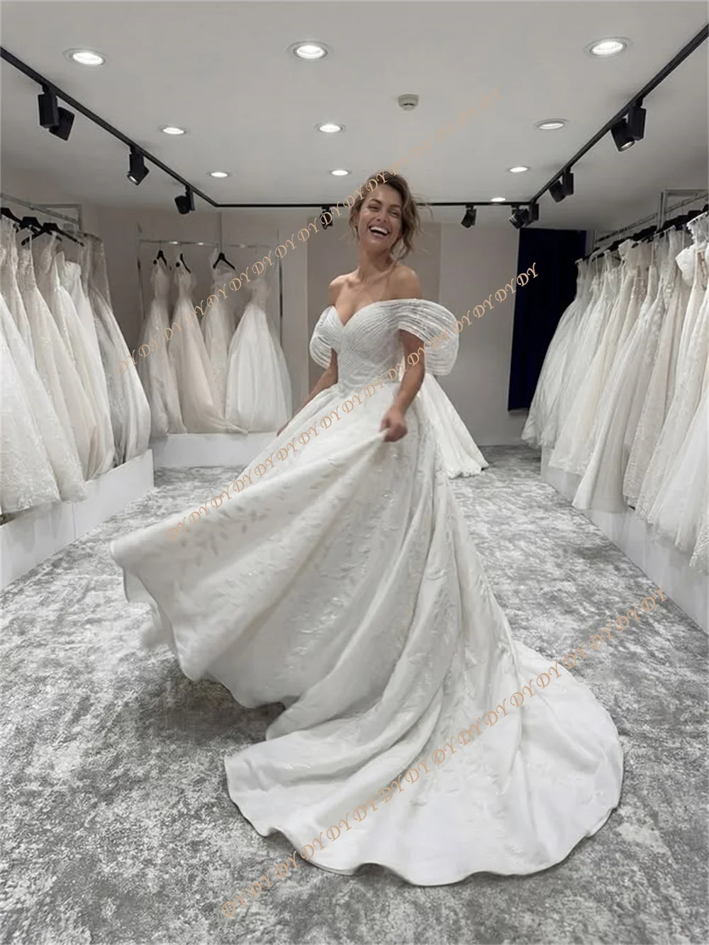 

DY Customized Ball Gown Off the Shoulder Wedding Dresses Party Evening Dresses Elegant Appliques Bridal Gowns ﻿