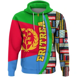 ERITREA Flag Map Graphic Sweatshirts ER Eritrea National Emblem Zip Up Hoodie For Men Clothing Casual Male Hoody Sport Pullovers