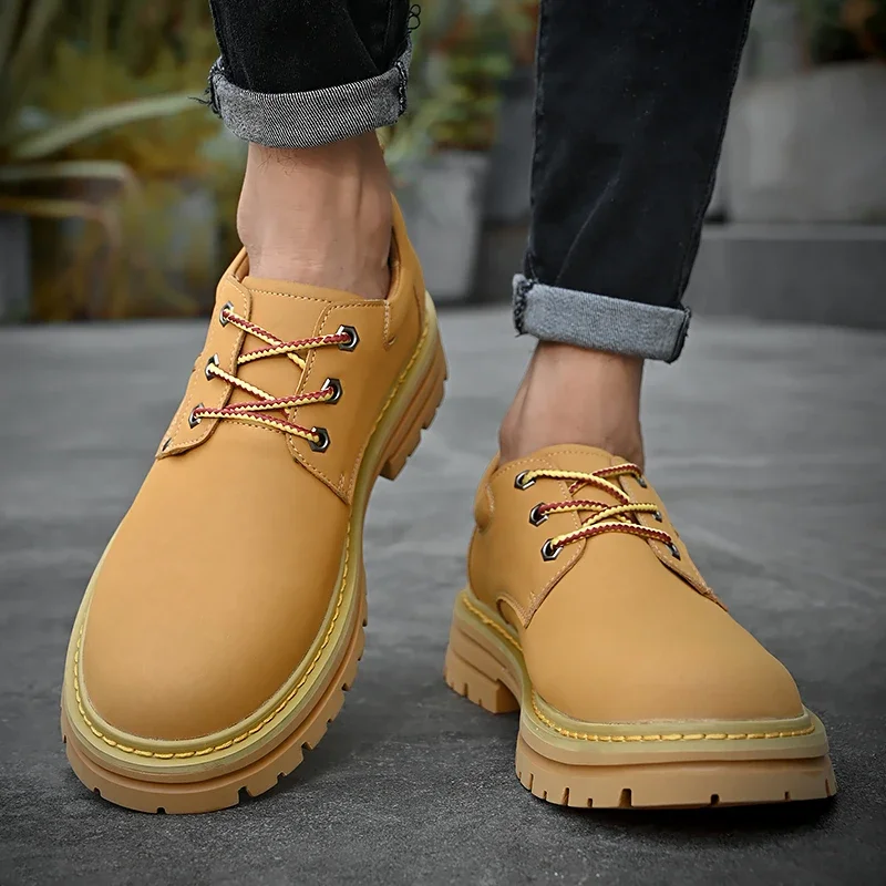 2024 Men's Fashion Shoes British Style Formal Anti slip Ankle Boots Outdoor Waterproof Casual Fashion Work Land Shoes