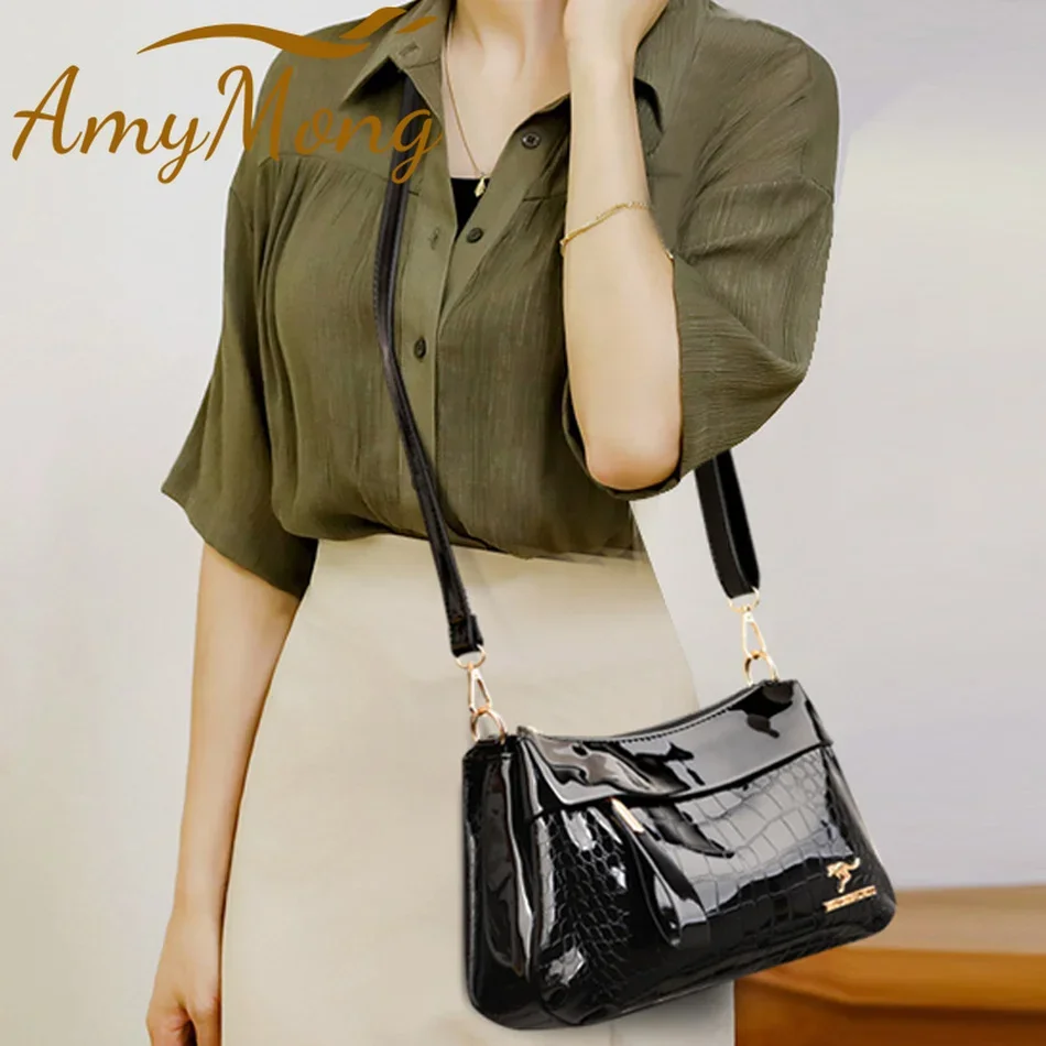 3 Layers Women Handbag Purses Luxury Designer Patent Leather Shoulder Messenger Crossbody Bags for Female Vintage Sac A Main New