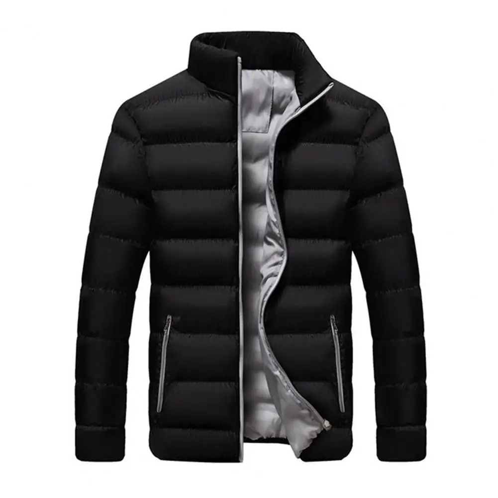 Soft Fabric Winter Coat Cozy Lined Jacket Women's Stand Collar Cotton Jacket with Zipper Closure Side Pockets Long for Warmth