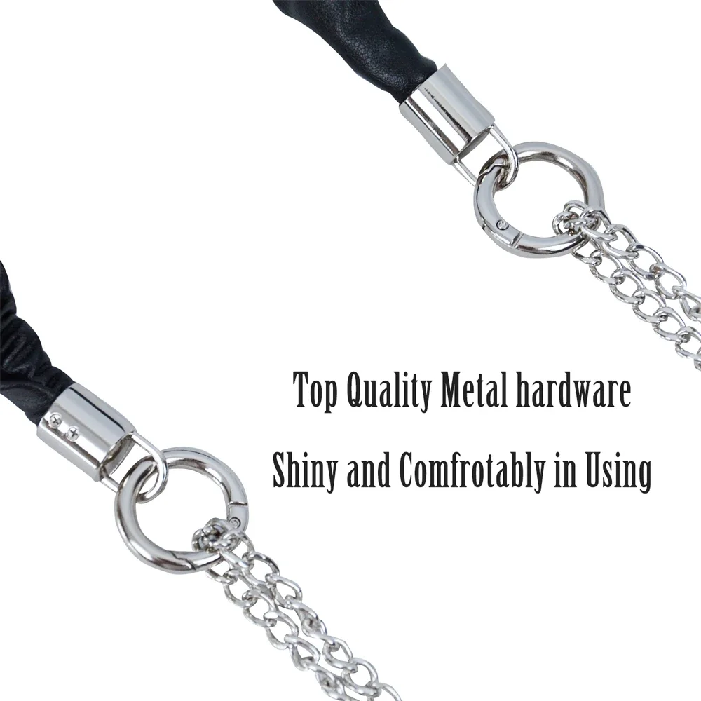 New 1 Pair Long OBag Leather Handles Strap Fold Pleat with Silvery Chain for OBag O Bag DIY Women Shoulder Handbags