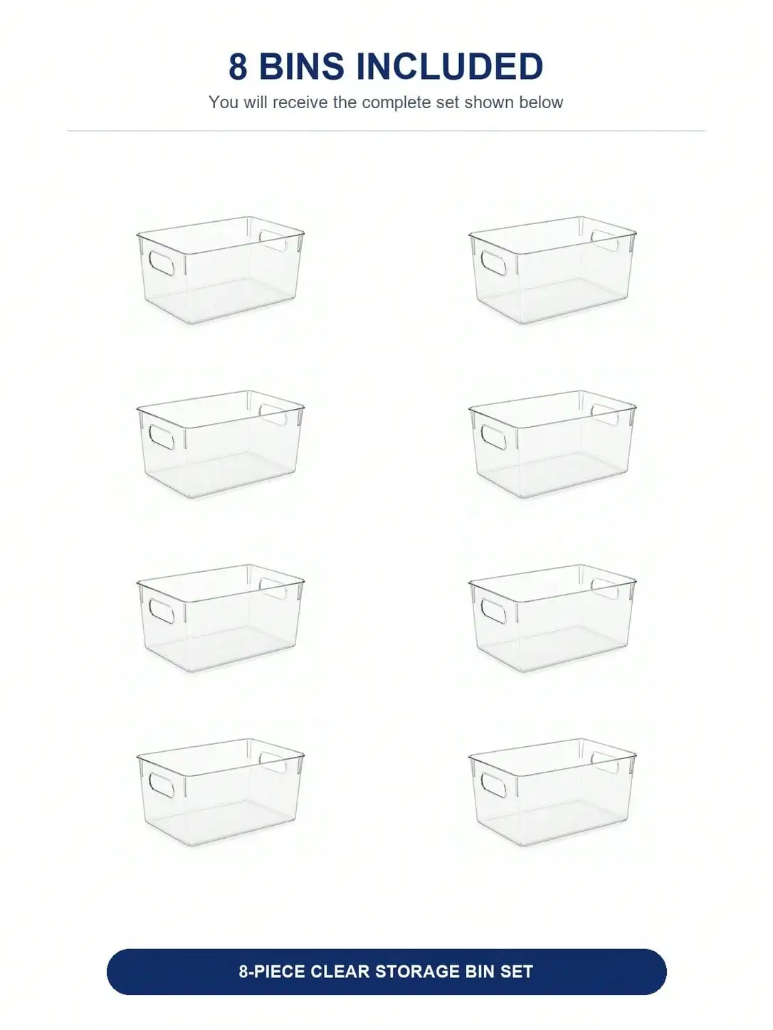 8-Pack Clear Storage Bins with Handles, Open-Top Organizer Set for Office Desk, Stationery and Home Organization view 3