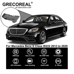 GRECOREAL 4K Dash Cam Front Rear 2160P WiFi Dual Camera Dashcam Compatible with Mercedes Benz S Class Maybach S-Class W222 C217