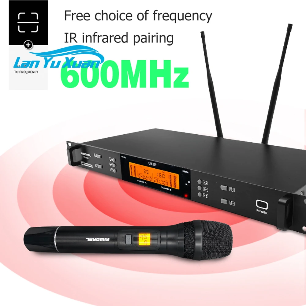 

RS820 UHF Wireless Mic 2 Channel Wireless Karaoke Microphone and Accessories Microfono Inalambrico