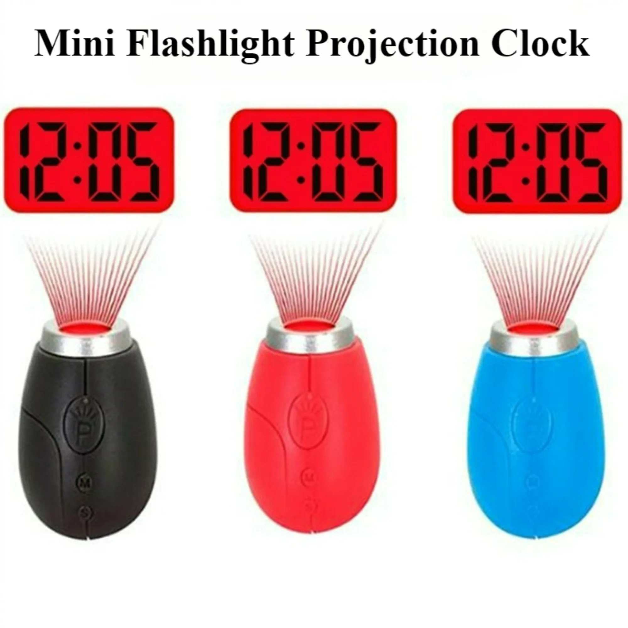 Mini Keychain Projection Clock Portable LED Digital Display Oval Plastic Alarm Clock for Traveling Business Trips