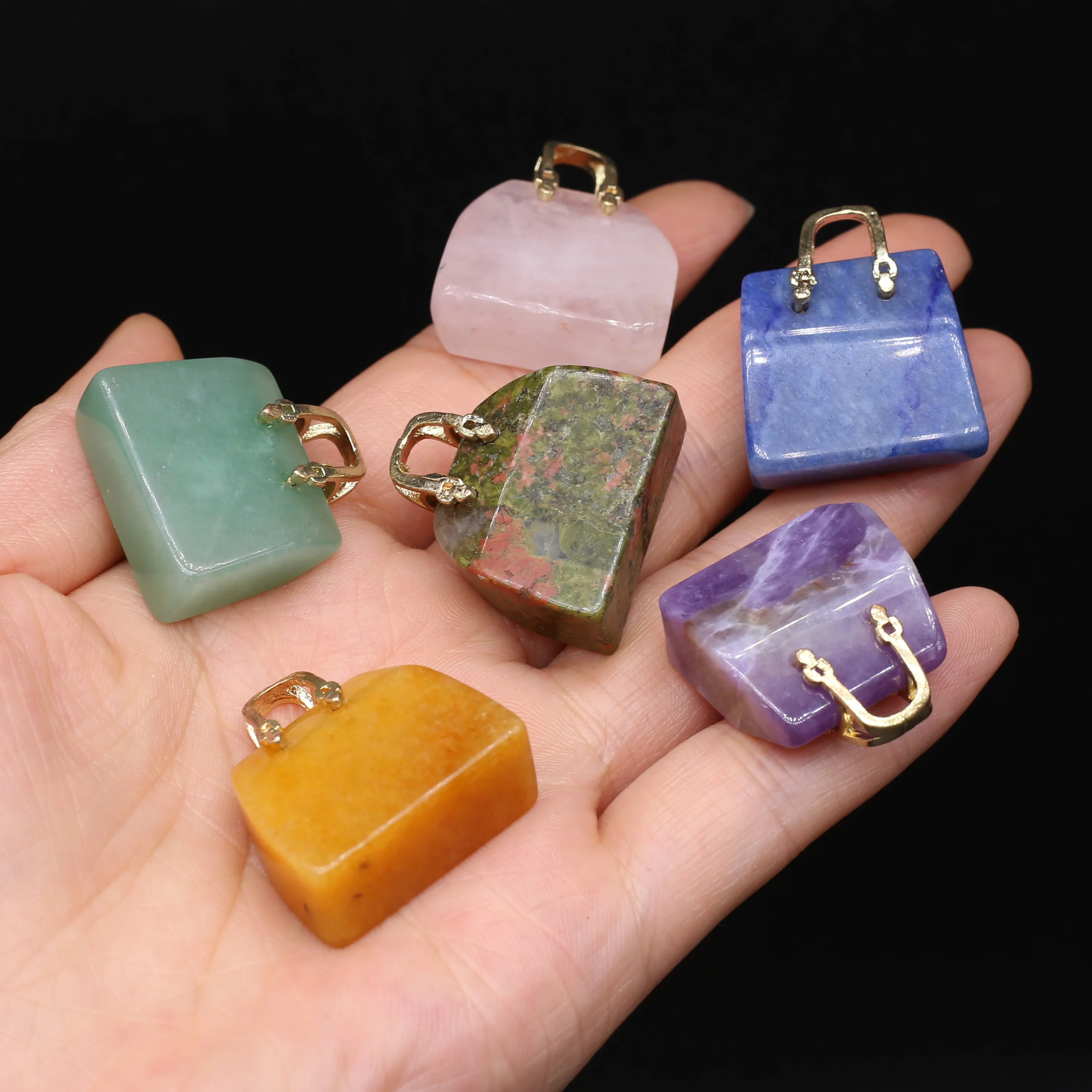 Women's Bag Natural Stone Healing Crystal Amethyst Rose Quartz Gem Gifts Wholesale Jewelry Pendants Home Decoration Ornament