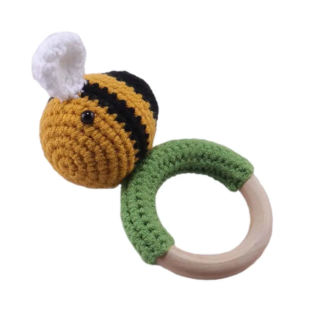 

1Pcs Bee Shaped Hand Soft Baby Knitted Molar Pacify Infant Soothing Plaything Wooden Kids