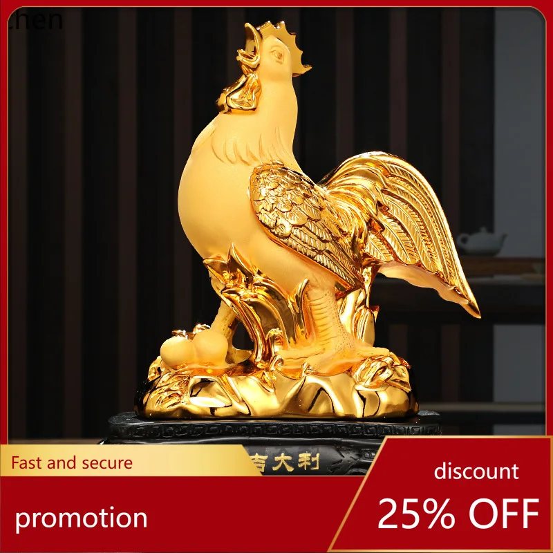 

CZ Velvet Sand Golden Rooster Resin Craft Zodiac Golden Rooster Chinese Style Ornament Shop Company Gift