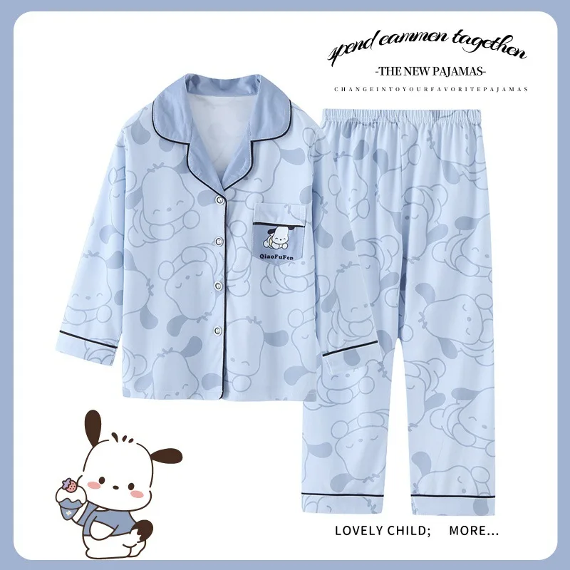 Sanrio Cute Kids Pajama Sets Trendy Pretty Lovely Print Soft Loose Children Nightwear Suit Comfortable Breathable Autumn Winter