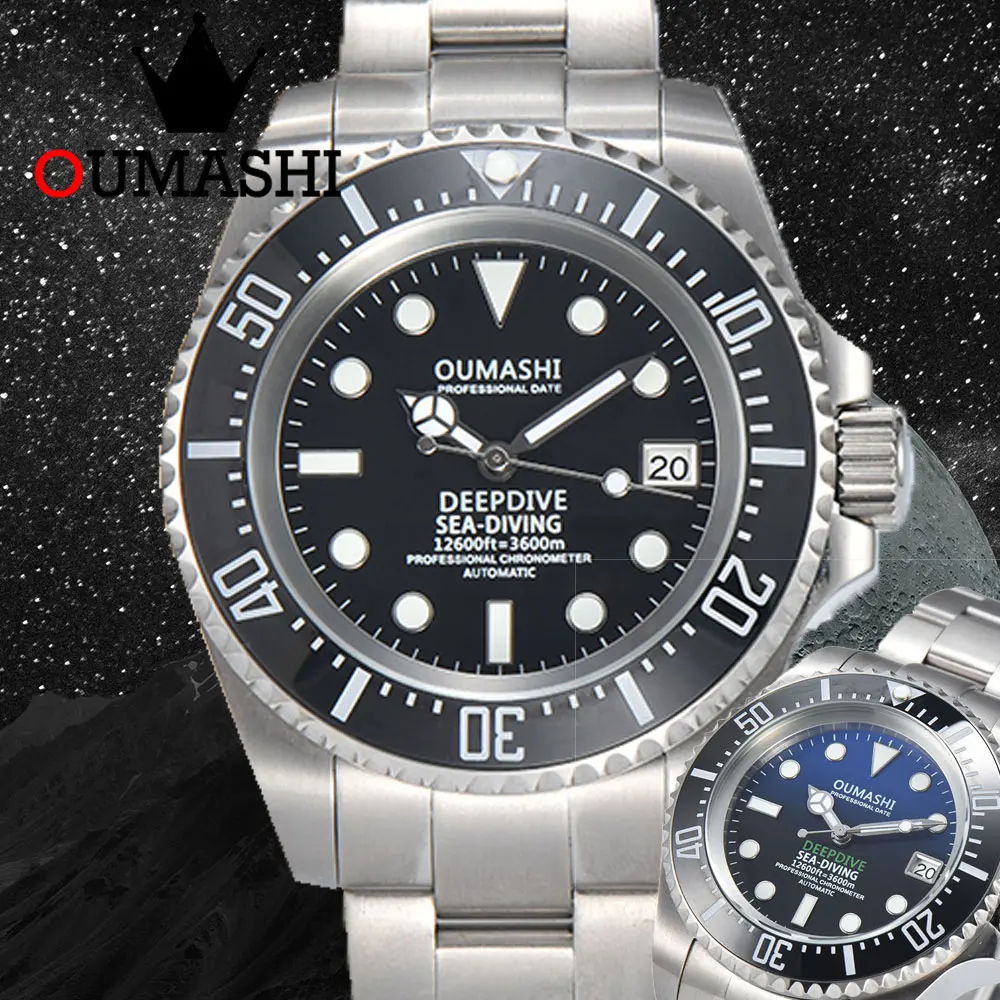 

OUMASHI Watch with NH35 Movement 44mm Men's Watch Sterile Luminous Dial Stainless Steel Case Sapphire Crystal Waterproof 10ATM