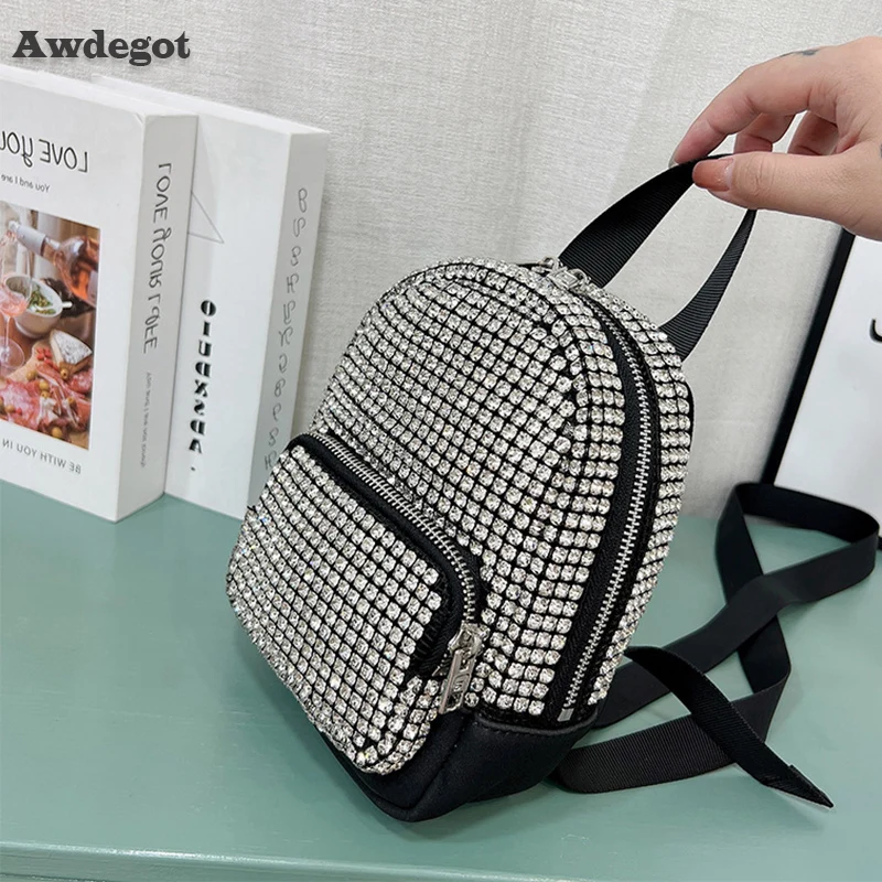 Women\'s Fashion Bags 2022 Luxury Artificial Diamond Purse Crystal Mini Crossbody Handbags Small Shoulder Backpacks Female Tote